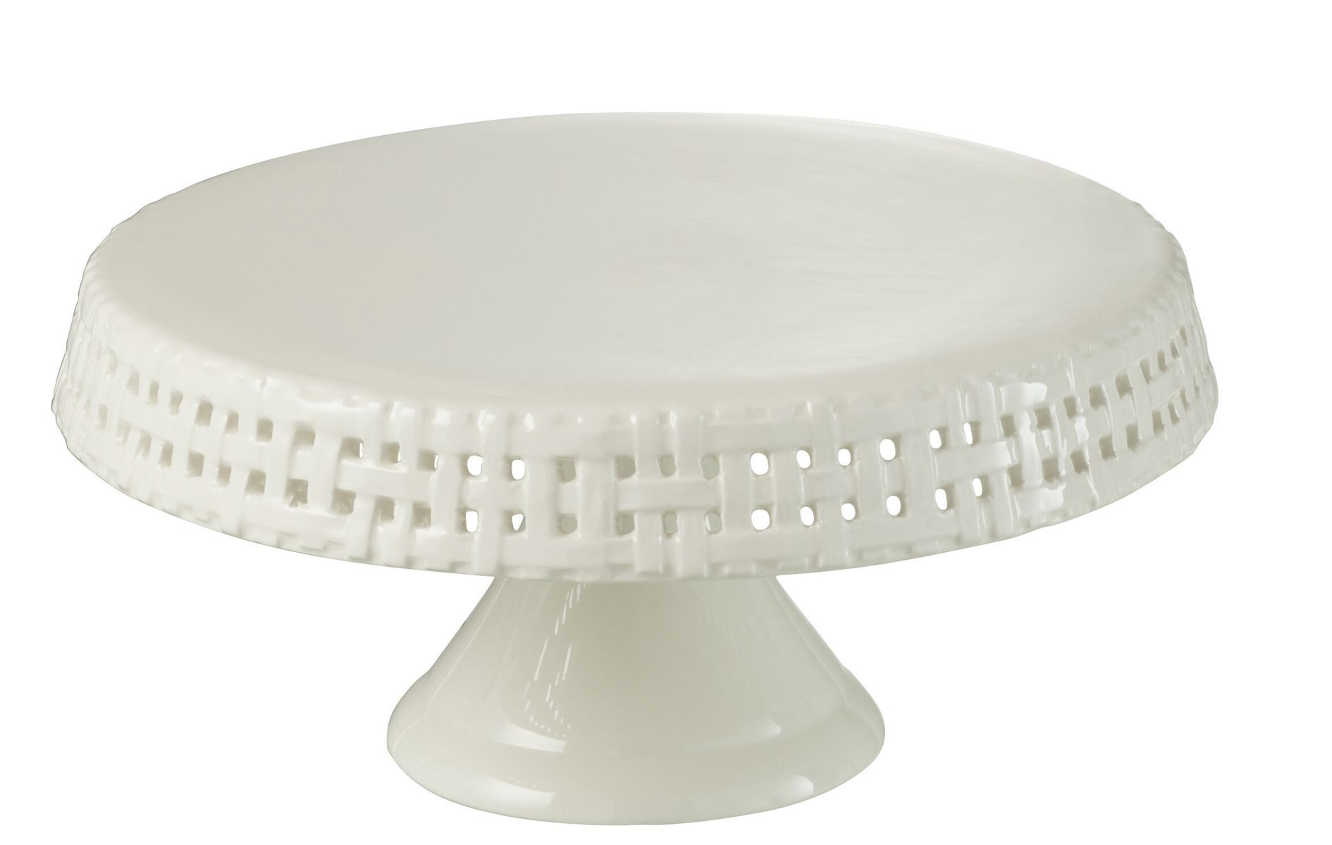Bílý keramický podnos na noze Hella White M - Ø 25*12cm J-Line by Jolipa Bílý keramický podnos na noze Hella White M - Ø 25*12cm J-Line by Jolipa