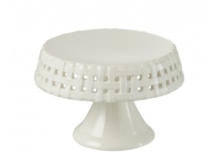 Bílý keramický podnos na noze Hella White S - Ø 11*7cm