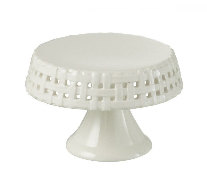 Bílý keramický podnos na noze Hella White S - Ø 11*7cm J-Line by Jolipa