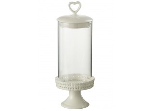 Bílá keramická dóza na noze s víkem Hella White M - Ø 11*31cm