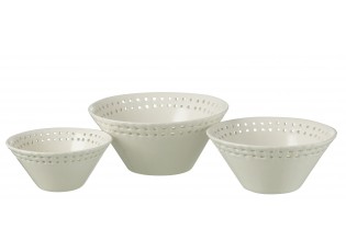 3ks bílá keramická miska Hella White - Ø14*6 / Ø17*7 / Ø19*9 cm