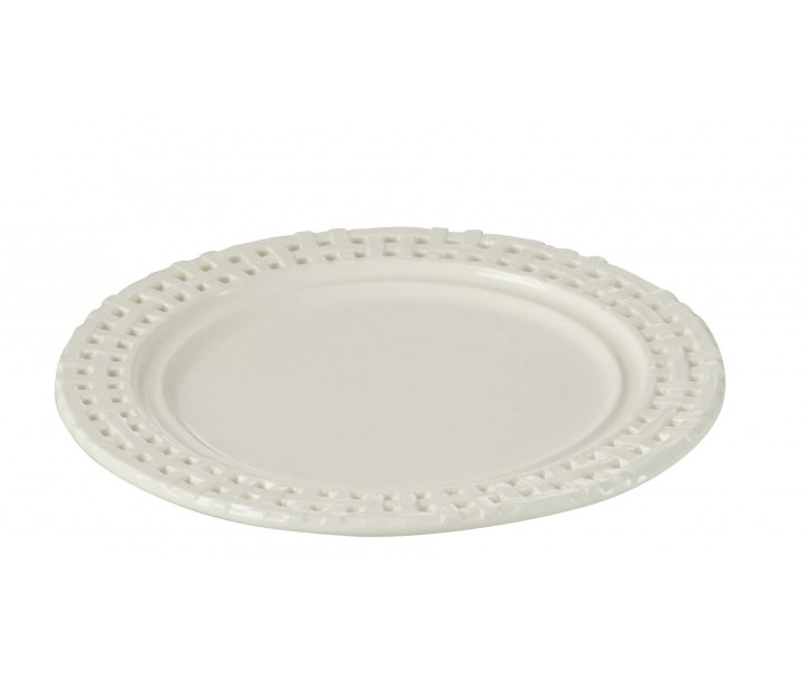 Bílý keramický dezertní talíř Hella White - Ø20*2 cm J-Line by Jolipa