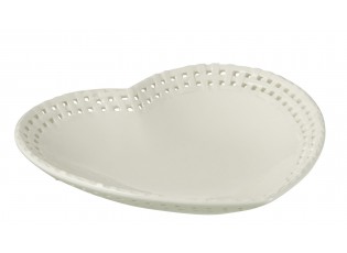 Bílý keramický talíř / miska ve tvaru srdce Hella White - 22*22*4 cm