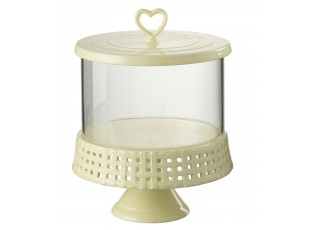 Žlutá keramická dóza na noze s víkem Hella Yellow L - Ø 21*31cm
