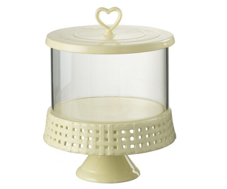 Žlutá keramická dóza na noze s víkem Hella Yellow L - Ø 21*31cm J-Line by Jolipa