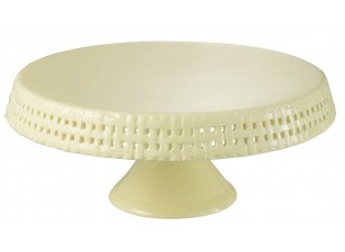 Žlutý keramický podnos na noze Hella Yellow L - Ø 34*14cm