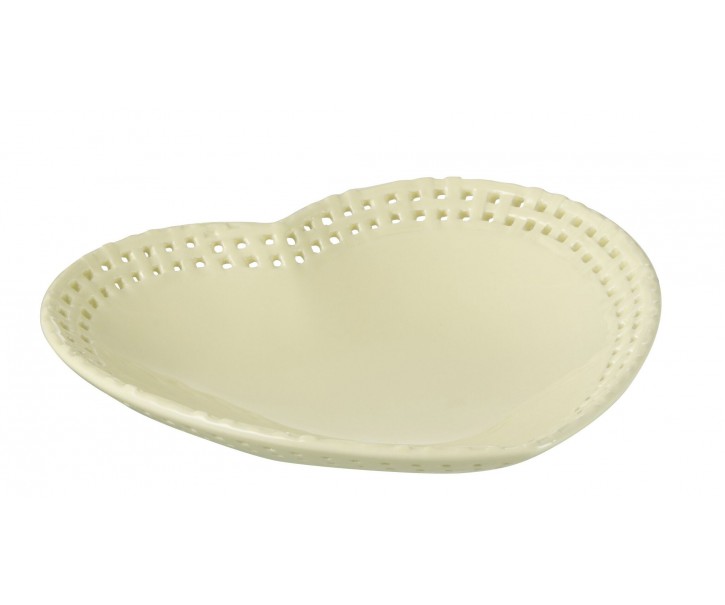 Žlutý keramický talíř / miska ve tvaru srdce Hella Yellow - 22*22*4 cm J-Line by Jolipa