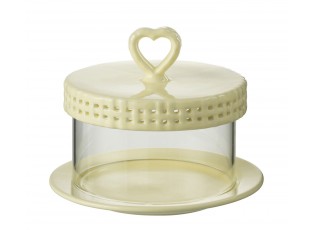 Žlutý keramický servírovací podnos s poklopem Hella Yellow - Ø16*13 cm