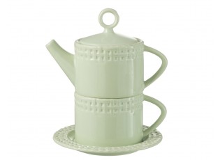 Zelený keramický Tea for One Hella Pastel Green - 18*16*22 cm