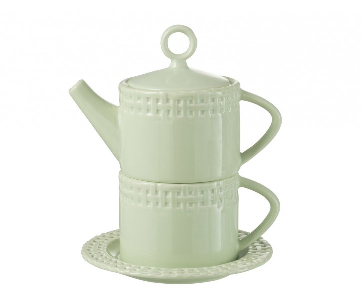 Zelený keramický Tea for One Hella Green - 18*16*22 cm J-Line by Jolipa