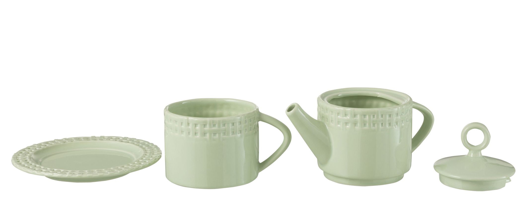 Zelený keramický Tea for One Hella Pastel Green - 18*16*22 cm J-Line by Jolipa Zelený keramický Tea for One Hella Pastel Green - 18*16*22 cm J-Line by Jolipa