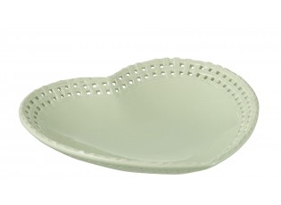 Zelený keramický talíř / miska ve tvaru srdce Hella Pastel Green - 22*22*4 cm