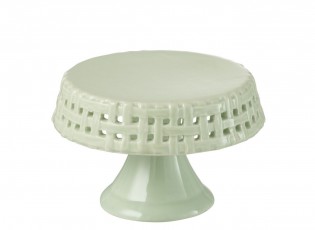 Zelený keramický podnos na noze Hella Pastel Green S - Ø 11*7cm