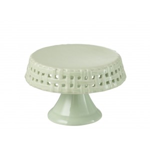 Zelený keramický podnos na noze Hella Pastel Green S - Ø 11*7cm
