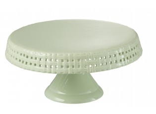 Zelený keramický podnos na noze Hella Pastel Green M - Ø 25*12cm