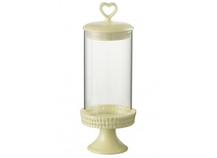Žlutá keramická dóza na noze s víkem Hella Yellow M - Ø 11*31cm