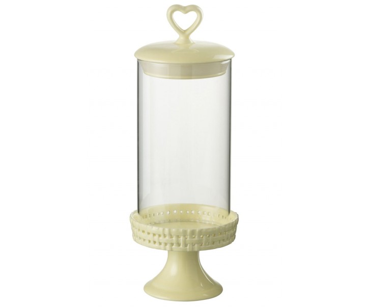 Žlutá keramická dóza na noze s víkem Hella Yellow M - Ø 11*31cm J-Line by Jolipa