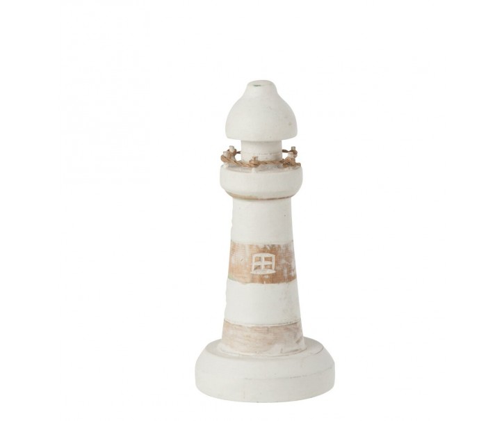 Dřevěná dekorace maják Lighthouse Alabasia Wood S - Ø7*15cm J-Line by Jolipa