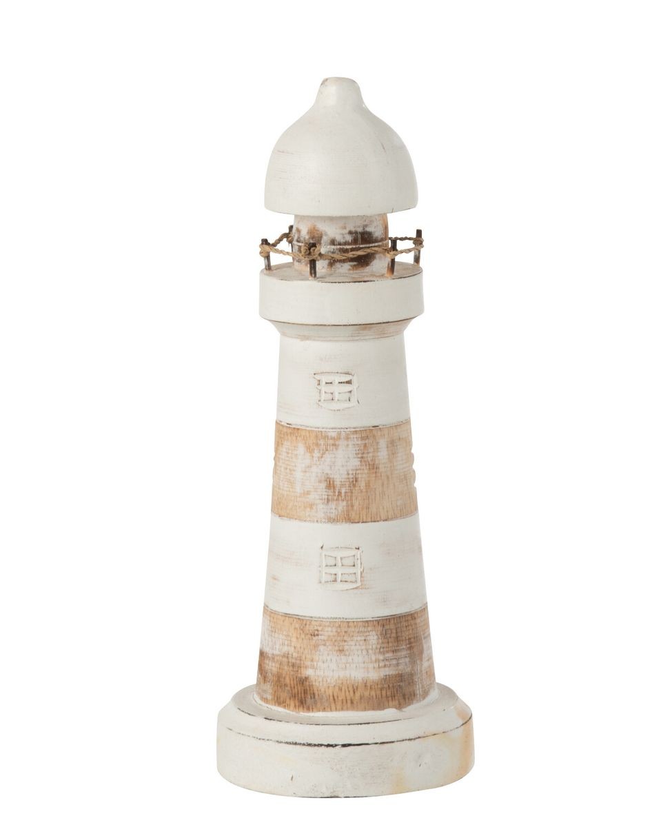 Dřevěná dekorace maják Lighthouse Alabasia Wood M - Ø10*25cm J-Line by Jolipa Dřevěná dekorace maják Lighthouse Alabasia Wood M - Ø10*25cm J-Line by Jolipa