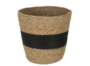 Přírodní košík z mořské trávy s černým pruhem Witte - Ø 25*23 cm