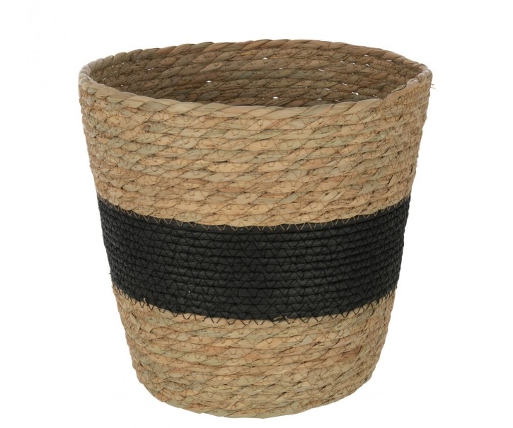 Přírodní košík z mořské trávy s černým pruhem Witte - Ø 25*23 cm J-Line by Jolipa