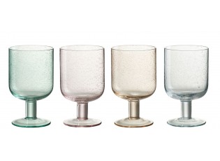 4ks barevná sklenička na noze s bublinkami Louise - Ø8*13cm / 360ml