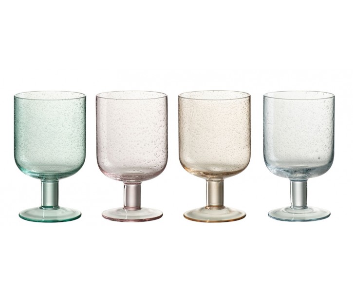 4ks barevná sklenička na víno s bublinkami Louise - Ø8*13cm / 360ml J-Line by Jolipa