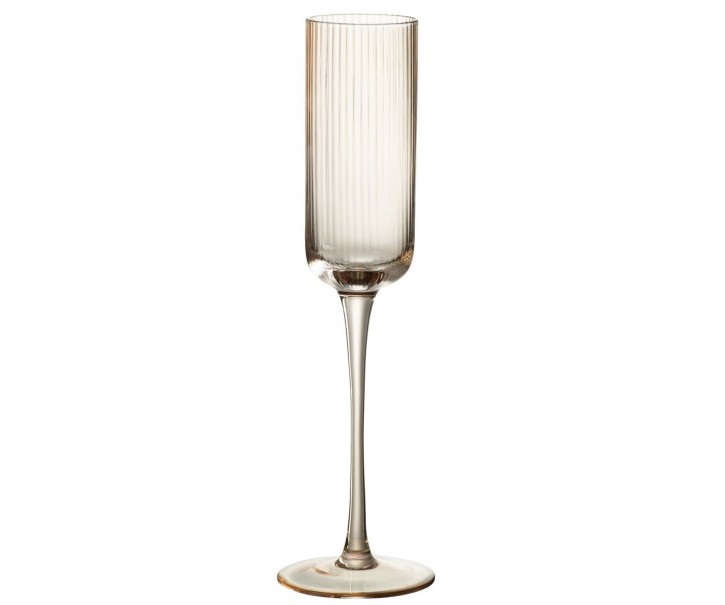 Jantarová sklenička na šampaňské s voubkováním Ralph - Ø7*26cm / 180ml J-Line by Jolipa