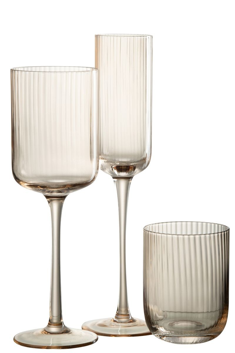 Jantarová sklenička na víno s vroubkováním Ralph - Ø7*23cm / 370ml J-Line by Jolipa Jantarová sklenička na víno s vroubkováním Ralph - Ø7*23cm / 370ml J-Line by Jolipa