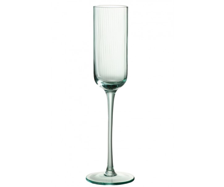 Mentolová sklenička na šampaňské s vroubkováním Ralph - Ø7*26cm / 180ml J-Line by Jolipa