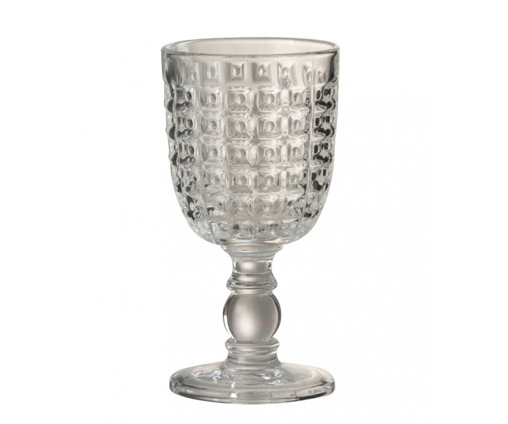 Reliéfní transparentní sklenička na noze Embossed - Ø8*17cm / 200ml J-Line by Jolipa