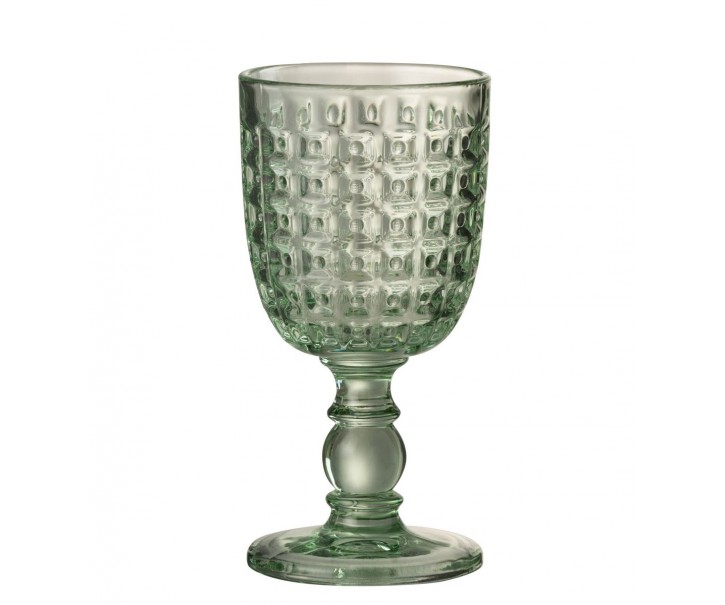 Reliéfní zelená sklenička na noze Embossed - Ø8*17cm / 200ml J-Line by Jolipa