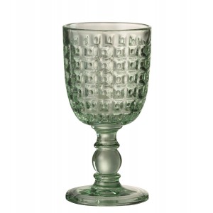 Reliéfní zelená sklenička na noze Embossed - Ø8*17cm / 200ml