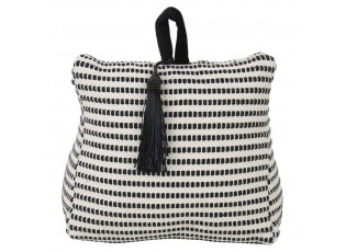 Krémovo-černá bavlněná dveřní zarážka Stripe - 10*21*17cm