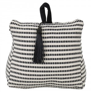 Krémovo-černá bavlněná dveřní zarážka Stripe - 10*21*17cm