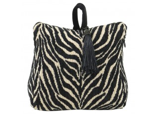 Krémovo-černá bavlněná dveřní zarážka Zebra - 10*21*17cm