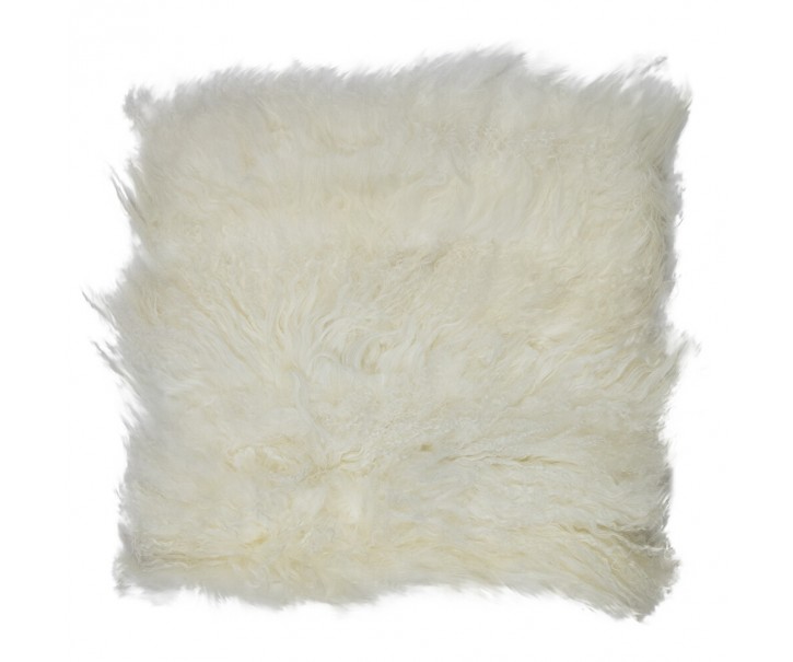 Kožený bílý podsedák dlouhý chlup Curly white - 40*40*2cm Mars & More 
