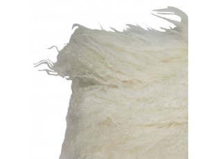 Kožený bílý podsedák dlouhý chlup Curly white - 40*40*2cm