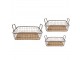 Set 3ks hnědý drátěný košík s dřevěným dnem a uchy - 38*28*11 / 33*23*10 / 28*18*9 cm Clayre & Eef