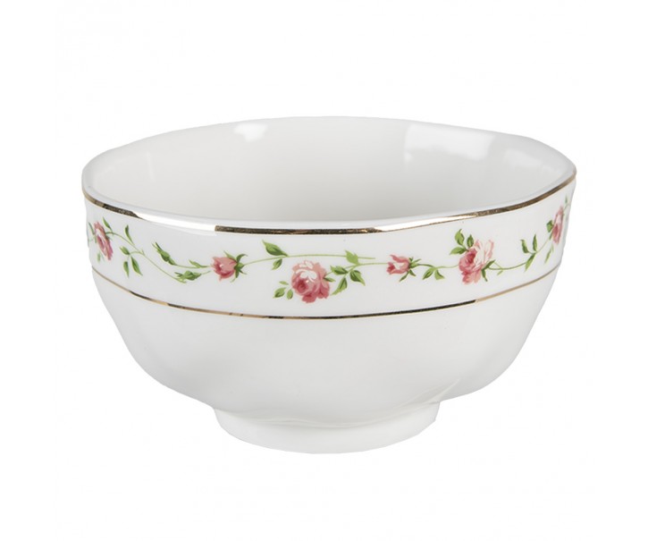 Porcelánová miska na polévku s růžičkami Cutty Rose - ∅ 11*6 cm / 300 ml Clayre & Eef