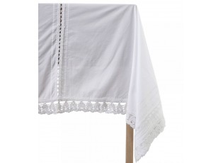 Bílý bavlněný ubrus s krajkou Valine - 140*340 cm