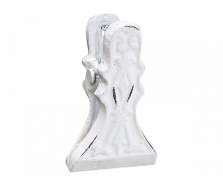 Bílý antik nástěnný litinový klip s ornamentem - 6*10cm Chic Antique