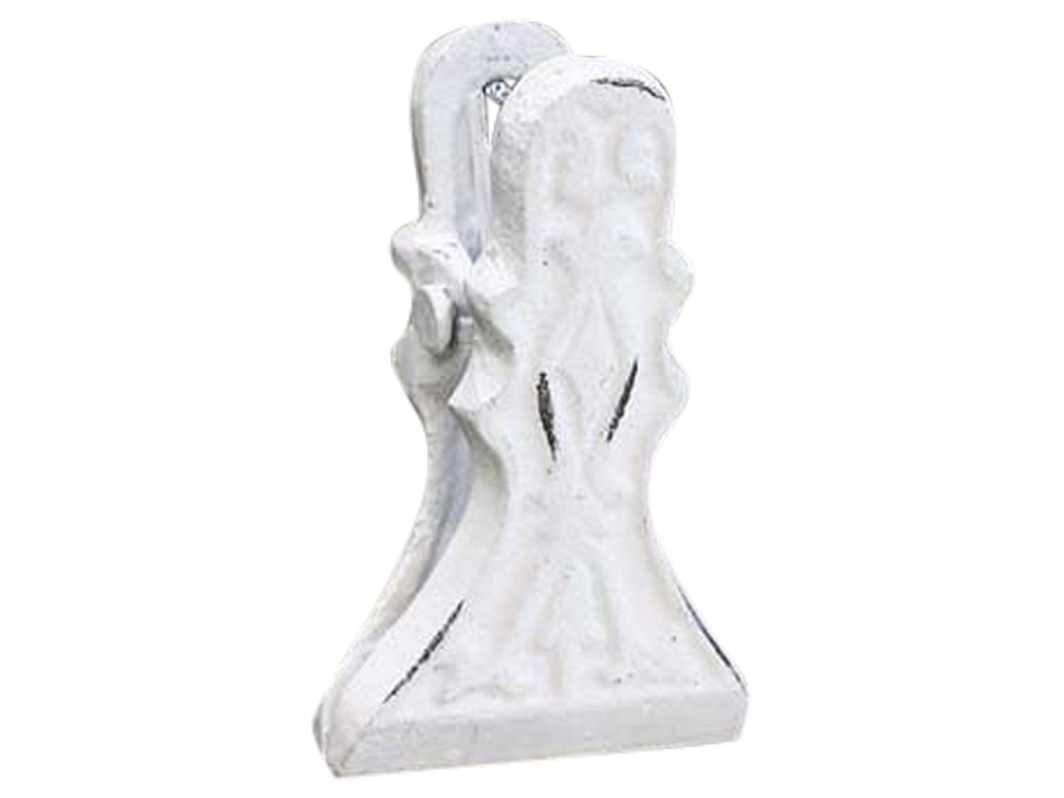 Bílý antik nástěnný litinový klip s ornamentem - 6*10cm