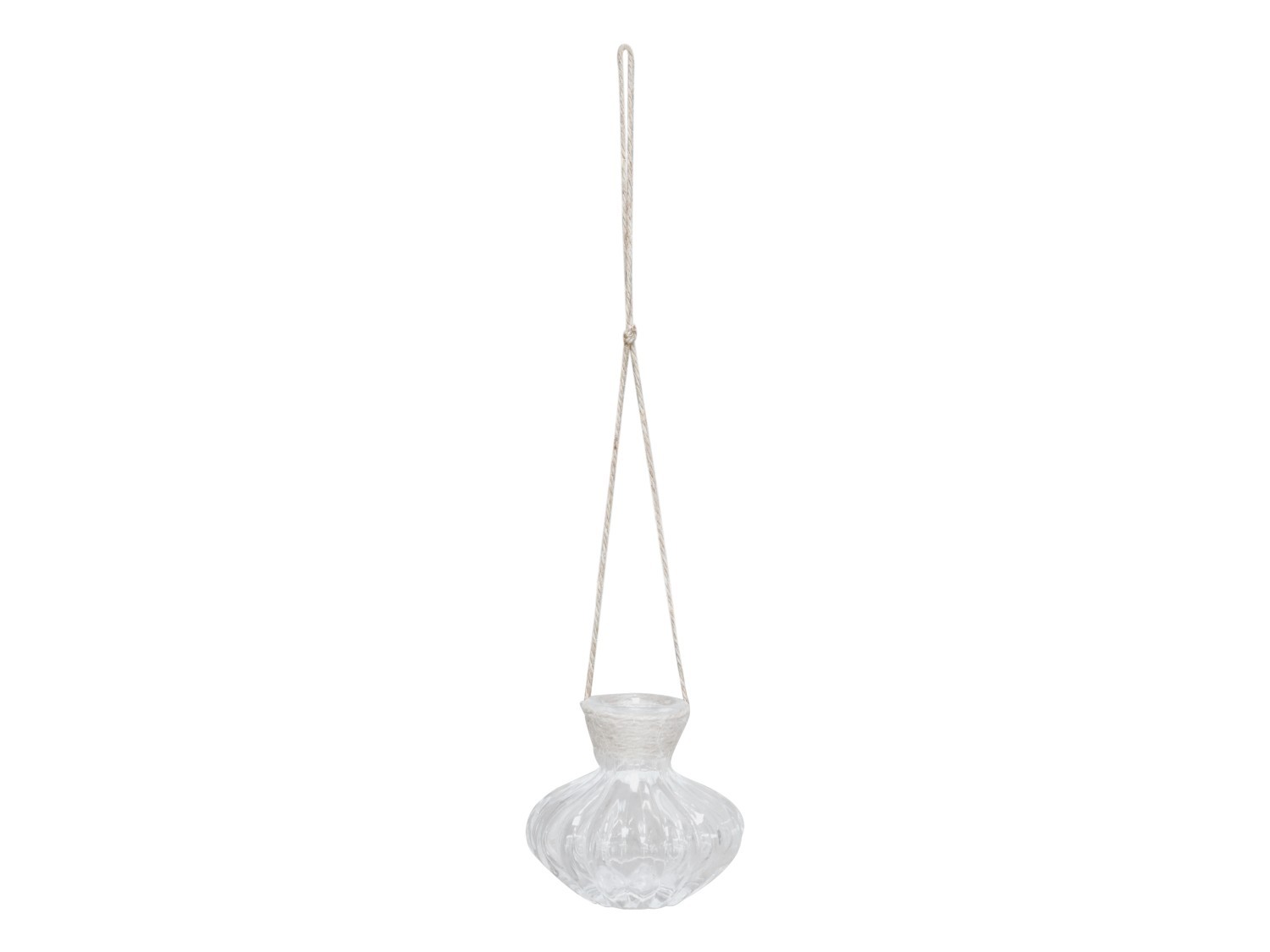 Závěsná skleněná dekorační vázička Lania - Ø 8*7,5cm Chic Antique Závěsná skleněná dekorační vázička Lania - Ø 8*7,5cm Chic Antique