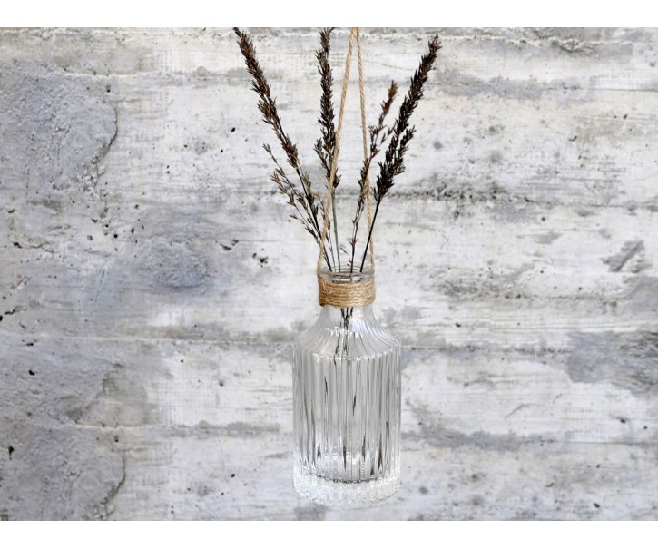 Závěsná skleněná dekorační vázička Lania - Ø 6*13cm Chic Antique