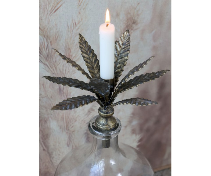 Bronzový antik svícen ve tvaru květu na láhev Floral I - Ø 15*17cm Chic Antique