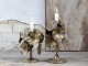 Bronzový antik kovový svícen zdobený květy Flower - Ø 18*24cm Chic Antique