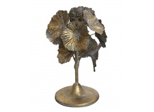 Bronzový antik kovový svícen zdobený květy Flower - Ø 18*24cm