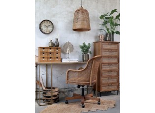 Dřevěná židle s výpletem a opěrkami na kolečkách Old French chair - 62*62*92 cm 