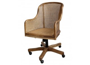 Dřevěná židle s výpletem a opěrkami na kolečkách Old French chair - 62*62*92 cm 